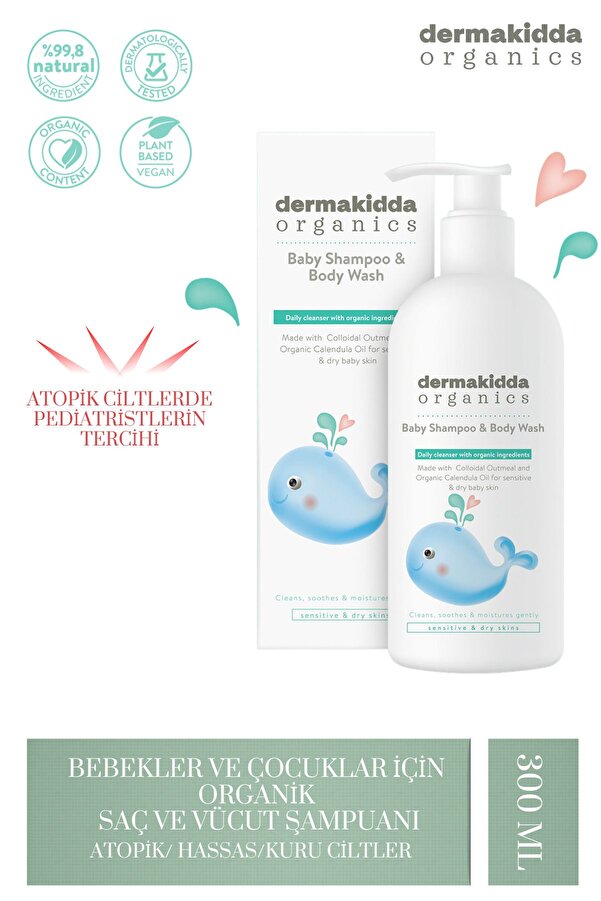 Dermakidda Organics Organik Bebek Ve Çocuk Saç Ve Vücut Şampuanı 300 ml