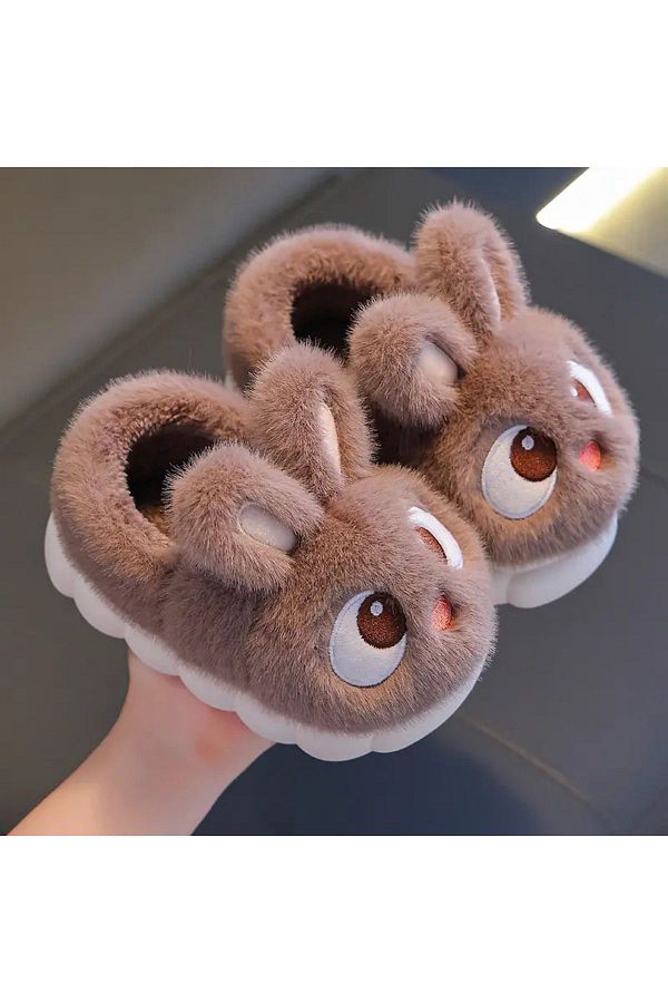 Yasee Rabbit Character Warm Soft Wool Slippers for Girls and Boys Trendyol