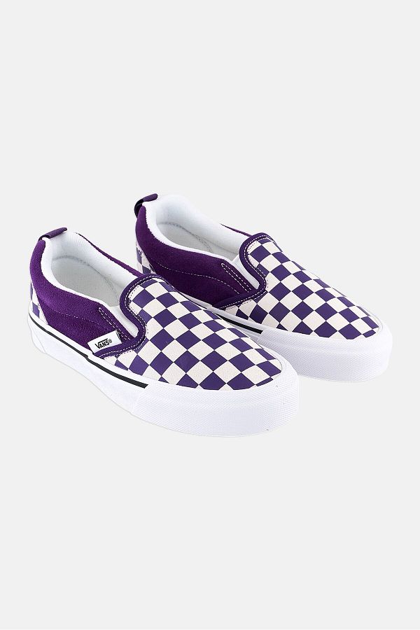 Vans Kids Boy Knu Slip On Checkered Casual Shoes Purple White Trendyol