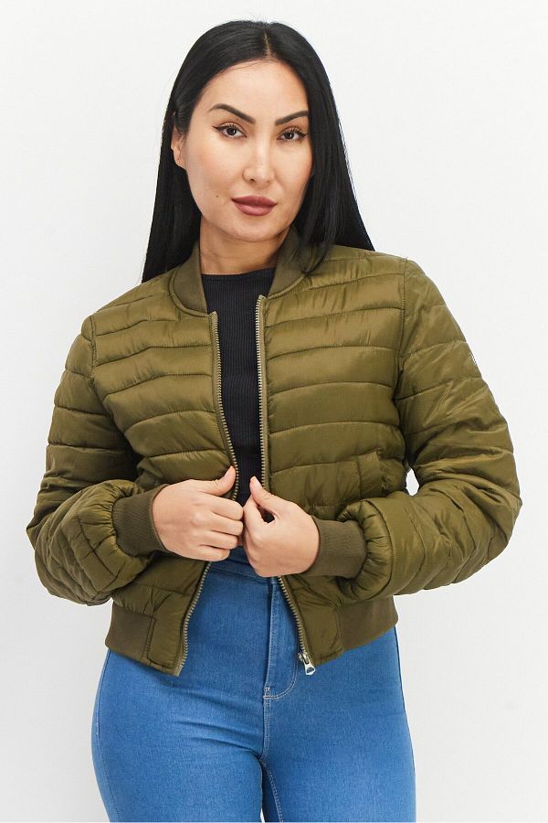 Don't Call Me Jennyfer-Women Quilted Puffer Jacket, Olive 1