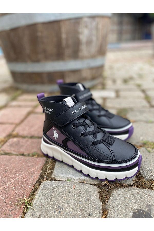 U.S. Polo Assn. U.S. Polo Girl s Sports Shoes High Sole Ortabetik Black Purple 885733 Keltes Hi Trendyol