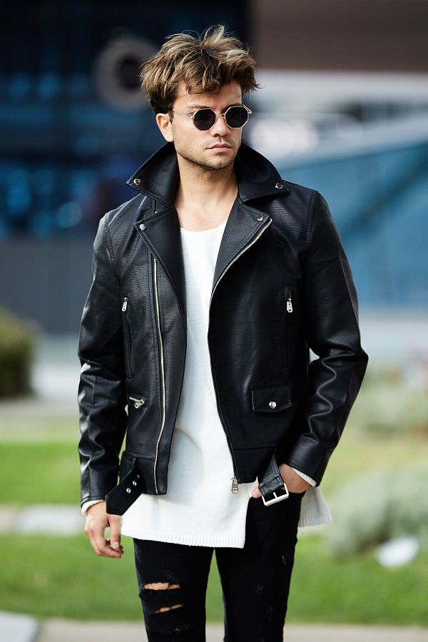 Mens lined leather jacket on sale