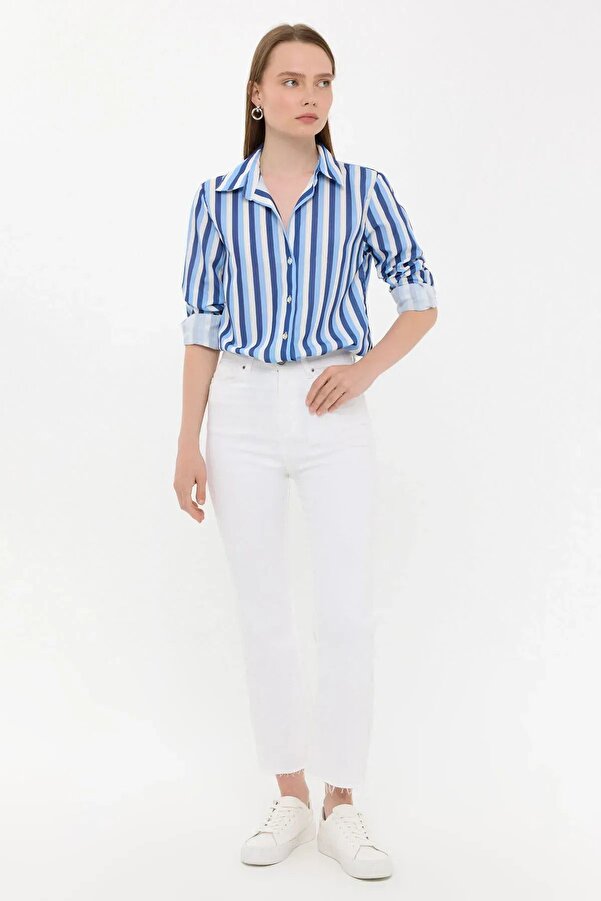 Hiccup Long Sleeve Striped Woven Shirt- Trendyol