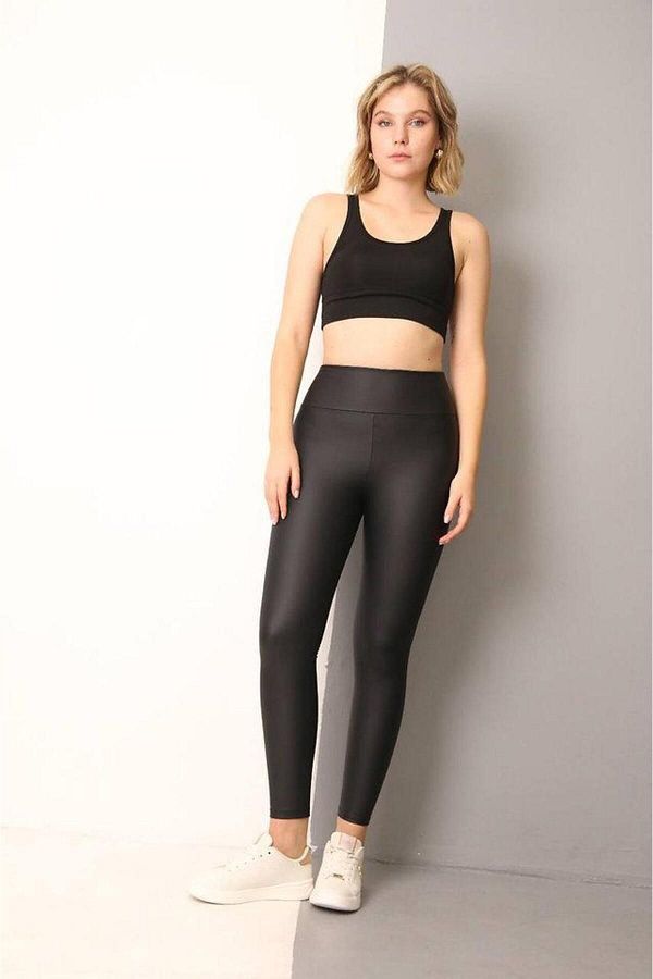 ULE BUT K Waterproof Matte Leather High Waist Fleece Inside Shardoned Leggings Buy Full Size Trendyol