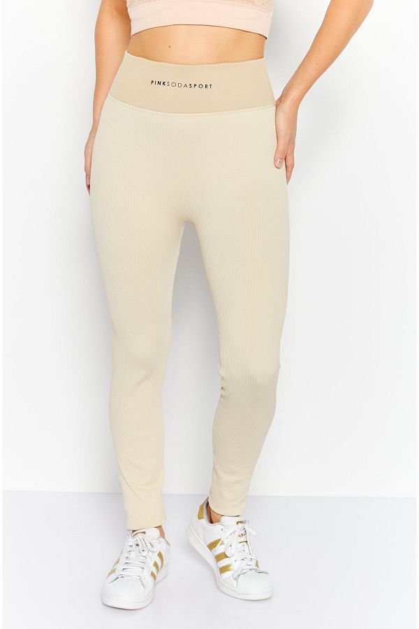 Pink Soda Sport Women Sportswear Fit Ribbed Training Tights Beige Trendyol