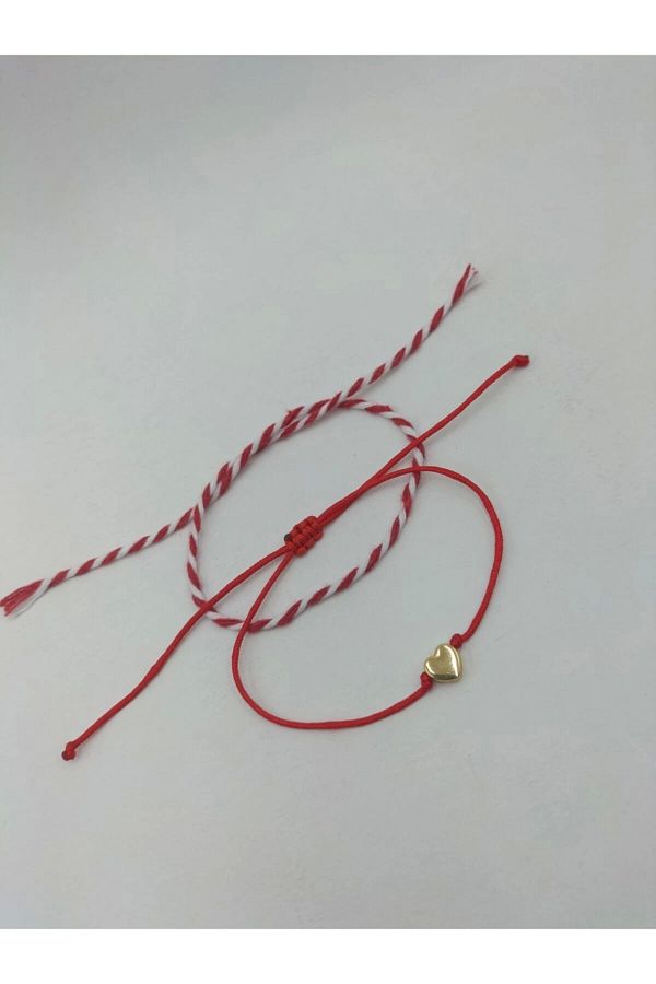 Tralles Takı-New Year's Gift Red String Heart Bracelet And Red White Lucky String 1