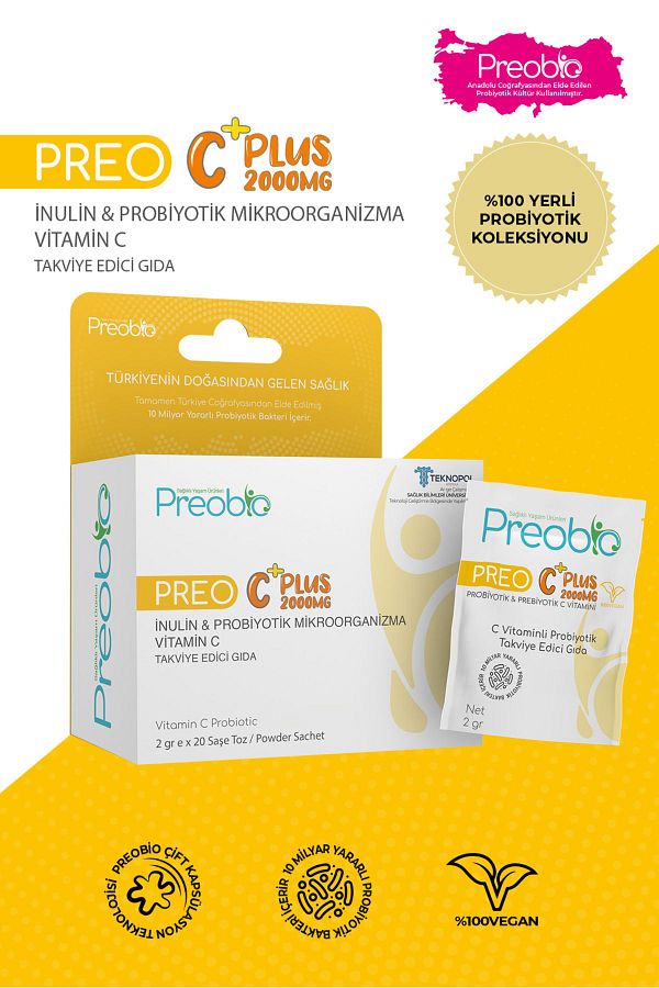 Preobio-Preo C Plus - Food Supplement Containing Probiotics and Vitamin C 20 Pieces x 2 gr in 1 Box 1