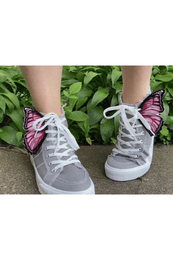 barsdepo-Pink Ornamental Butterfly Shoes - Lacing Design 1