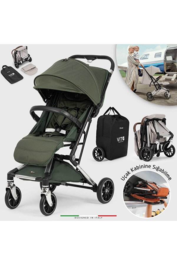 Elele Vita Premium Kabin Tipi Bebek Arabası Silver Yeşil