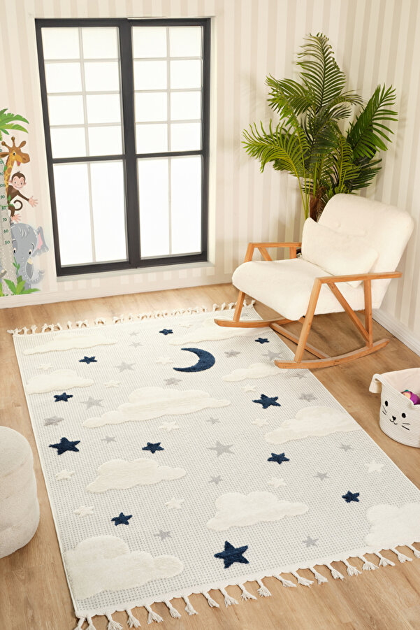 venucci home & living Quincey Bukleli Renkli Yumuşak Peluş Çocuk Odası Halı Bebek Odası Genç Odası Halısı