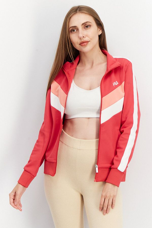 Fila-Women Sportswear Fit Long Sleeve Full Zipper Training Jacket, Pink Combo 1