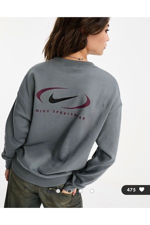 Nike Sportswear Swoosh Oversized Women s Gray Women s Sweatshirt Trendyol