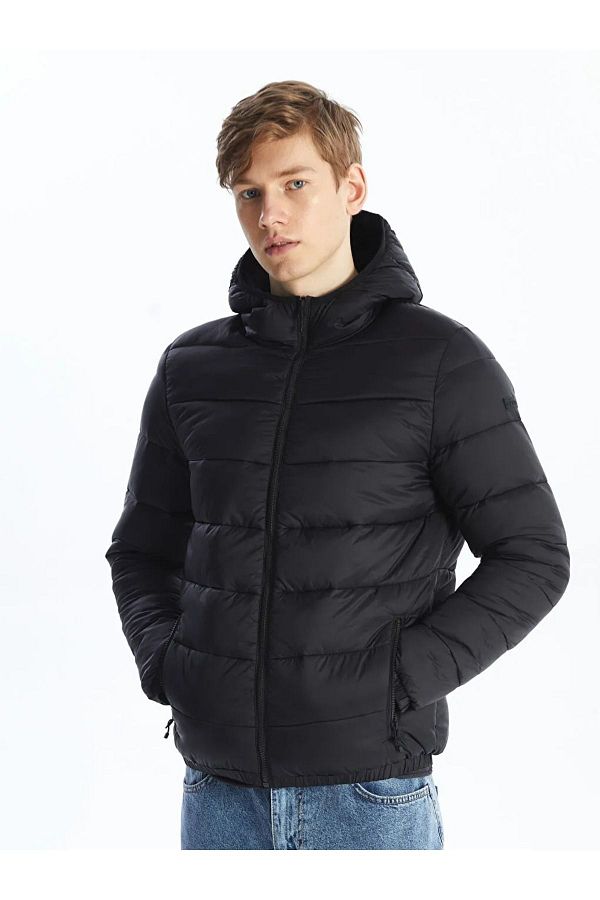 LC Waikiki Lcw Casual New Black Slim Fit Hooded Men s Puffer Jacket Trendyol