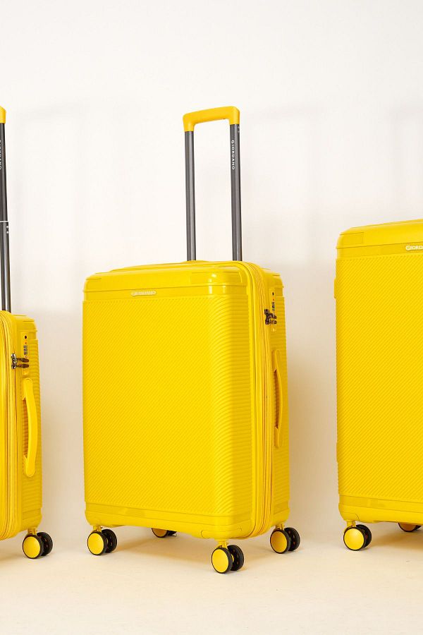 Giordano League Luggage Set of 3 Yellow PP Travel Suitcase Unbreakable Lightweight Expandable Trendyol