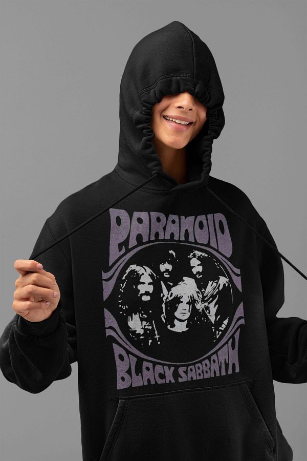 SEVBANO Paranoid Black Sabbath Printed Unisex Oversize Rock Metal Hoodie Trendyol