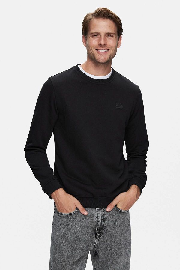Ucla Suerte Black Men s Sweatshirt Crew Neck Rubber Standard Fit Trendyol