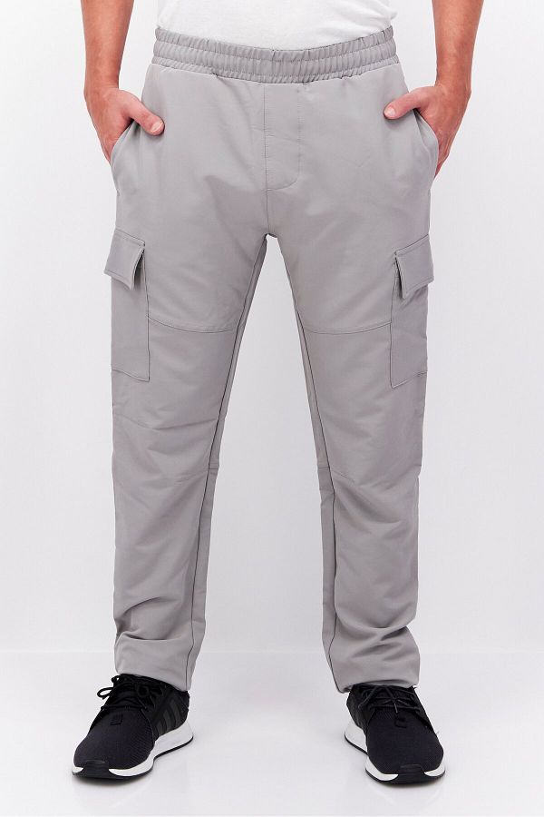 Threadbare Men Regular Fit Stretchable Plain Cargo Pants Light Grey Trendyol