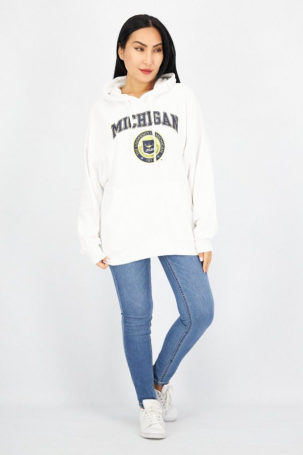 Don t Call Me Jennyfer Women Oversize University Of Michigan Hoodie White Trendyol