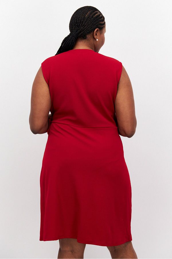 Kasper Women Split Neck Sleeveless Midi Dress Red White Trendyol