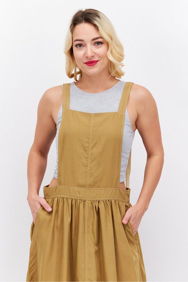 Khaki dungaree dress shop