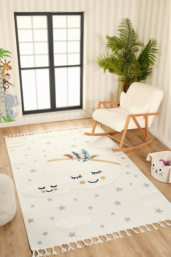 venucci home & living Quincey Bukleli Renkli Yumuşak Peluş Çocuk Odası Halı Bebek Odası Genç Odası Halısı