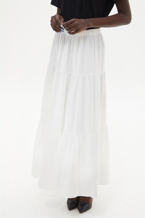 White linen flared skirt on sale