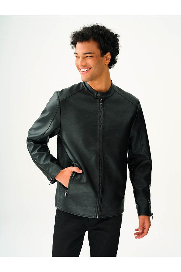 Leather loft jacket deals