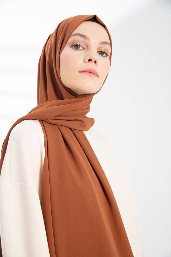 PURESCARFS-Hazelnut Patterned Crepe Shawl 1