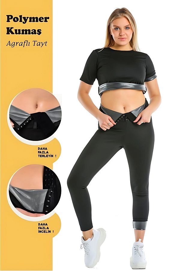 STAYF T Extra High Waist 3 Stage Agraph Thermal Sauna Leggings Slimming and Perspiration Effect Trendyol