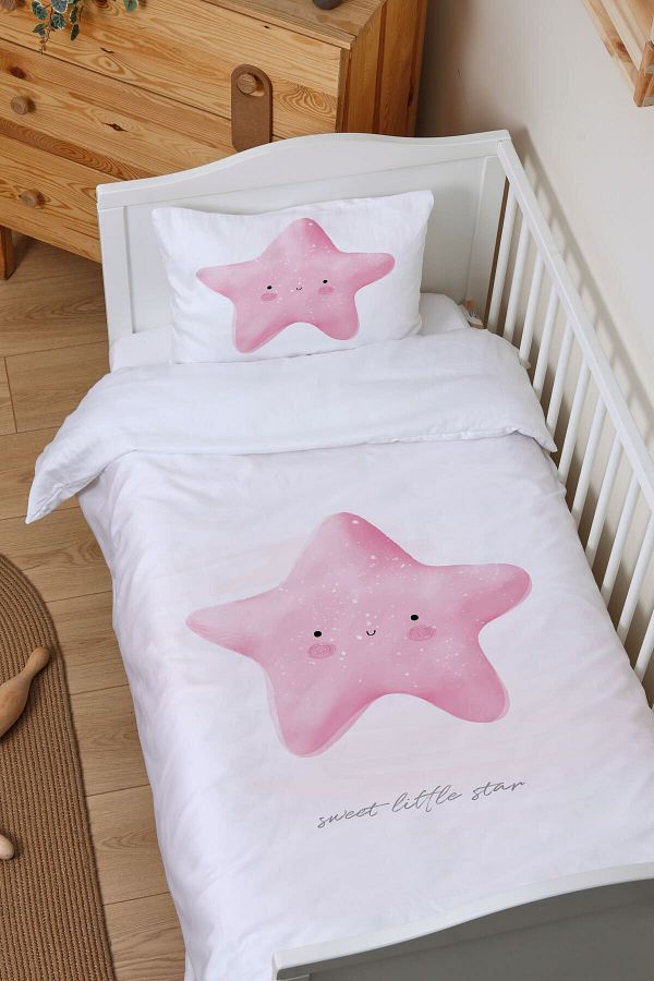 Tu ba Ku u Park Bed Crib Duvet Cover Set 80x120 Pure Baby Series Fluffy Pink Star Trendyol