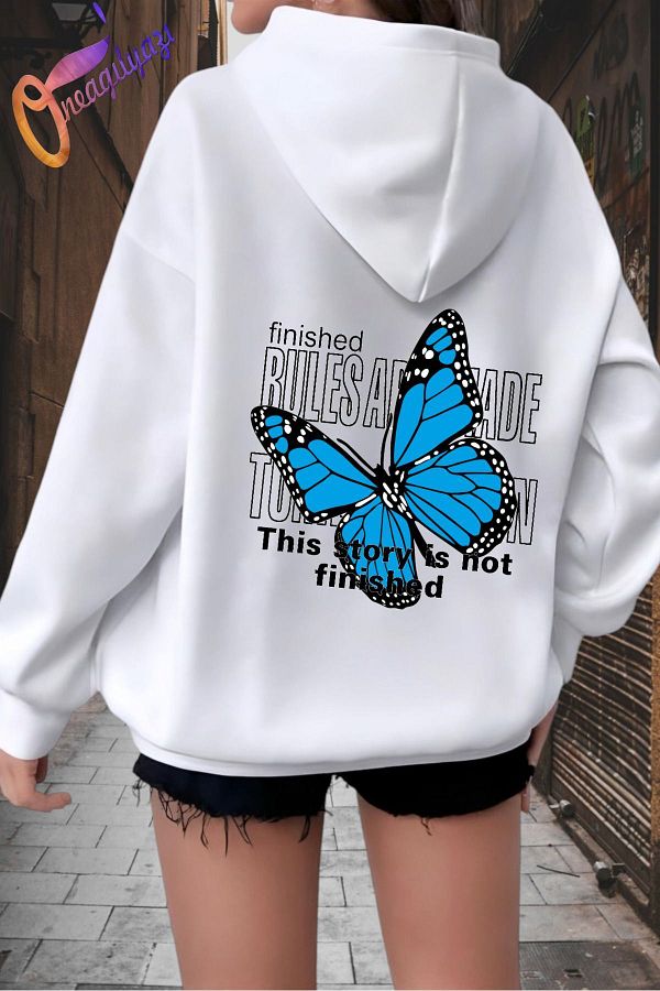 White sweatshirt with butterfly new arrivals