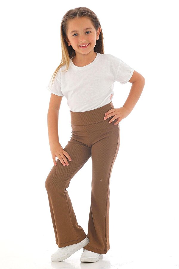 zepkids Jambiere pentru fetiță, cu talie înaltă, cu picior evazat