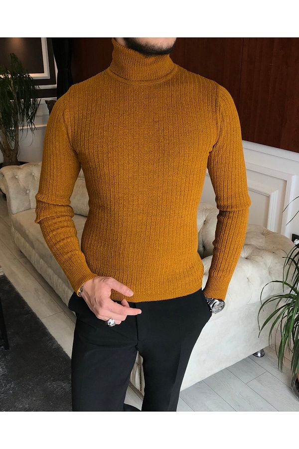 Mustard ribbed turtleneck new arrivals