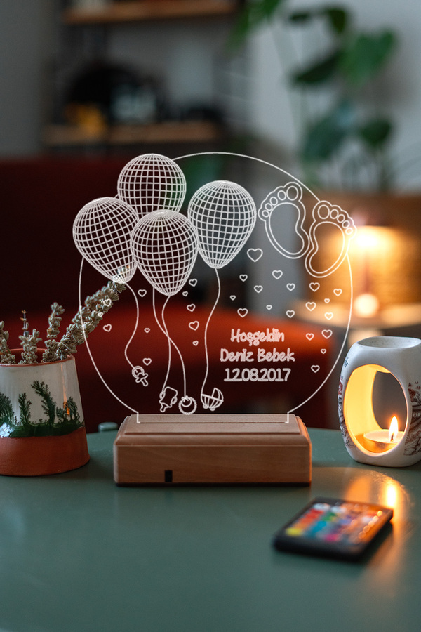 Modiwa Design Yeni Doğan Hediyesi , Hoş Geldin Bebek Hediyesi 16 Renkli Kumandalı Gece Lambası
