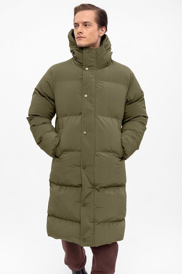 Antioch Khaki Hooded Long Puffer Jacket Trendyol