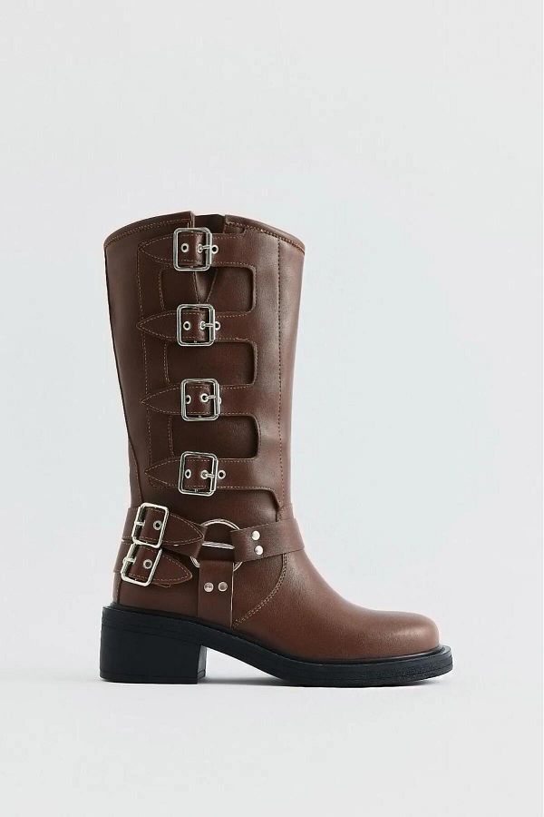 Biker flat boots store