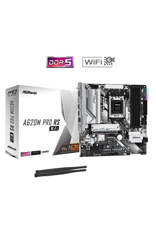 ASROCK-A620m Pro Rs Wıfı-6e Ddr5 Hdmı-dp Pcıe 4.0 Am5 Matx 1