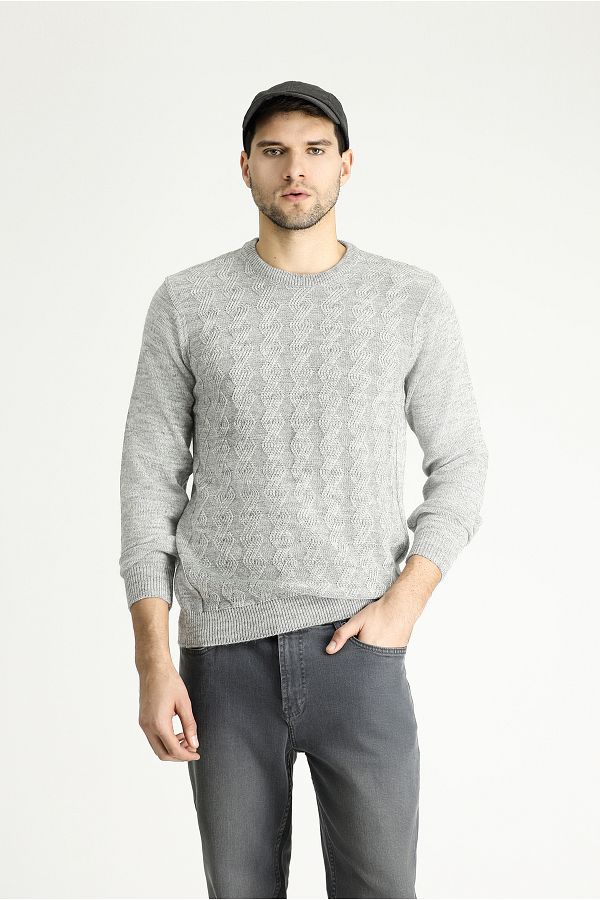 Ki l Crew Neck Slim Fit Slim Fit Patterned Knitwear Sweater Trendyol