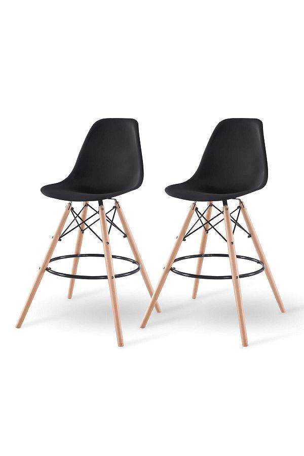 Mahmayi-Ultimate Eames Style DSW Bar Stool Set of 2-Black 1