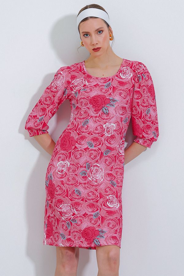 Bigdart-Midikleid mit Granatapfelrosenmuster für Damen 2477 1
