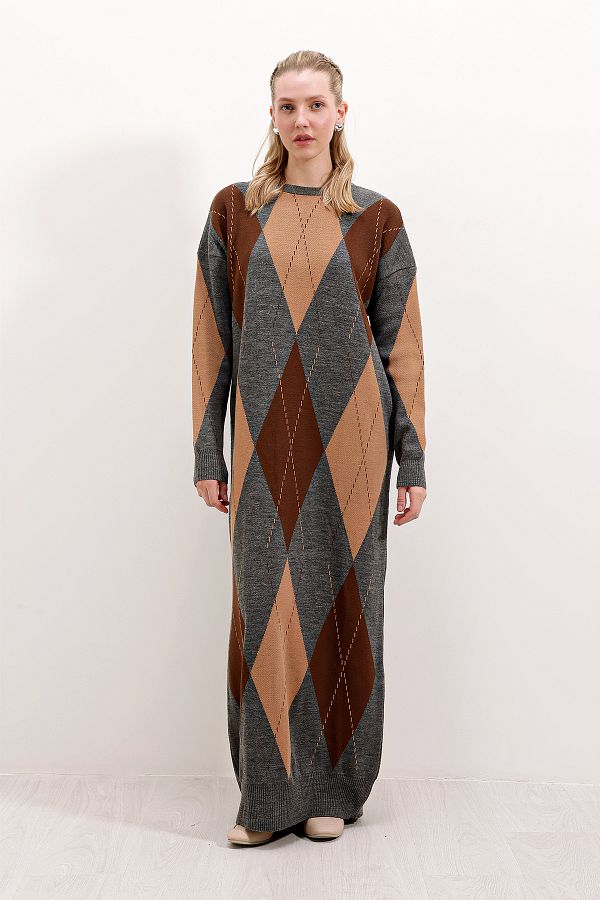 Bigdart-15861 Langes Strickkleid - Grau 1