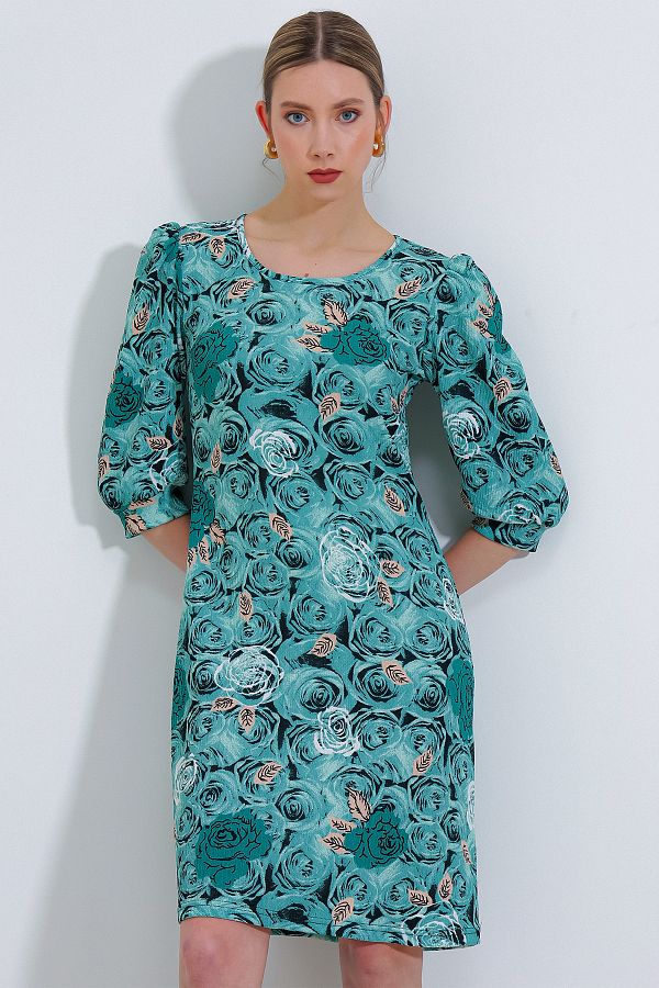 Bigdart-Women's Cagla Rose Patterned Midi Dress 2477 1