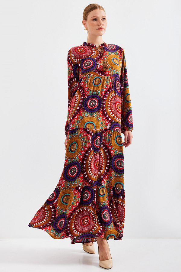 Bigdart-1627 Rochie Hijab cu dantela cu guler - A.Hardal 1