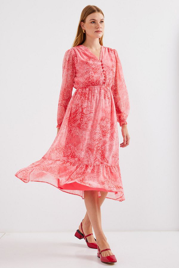 Bigdart-Gemustertes Chiffonkleid Modell 2137 - Rosa 1