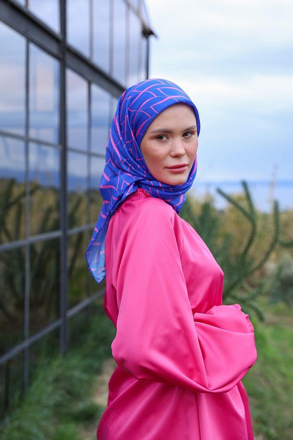 İpekhan-Evoline Patterned Soft Pemve Scarf - 1168-01 1