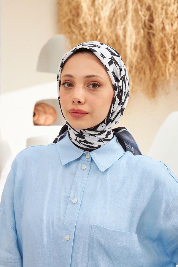 İpekhan-Eva Pattern Scarf Black 1132-14 1
