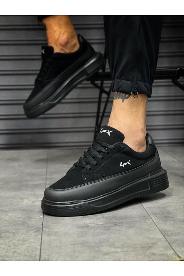 OBAY L FE Men s Plain Black High Sole Casual Sports Shoes Obay0626 Trendyol