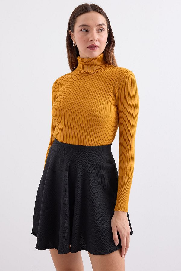 Bigdart-10311 Rollkragen-Strickpullover – Senf 1