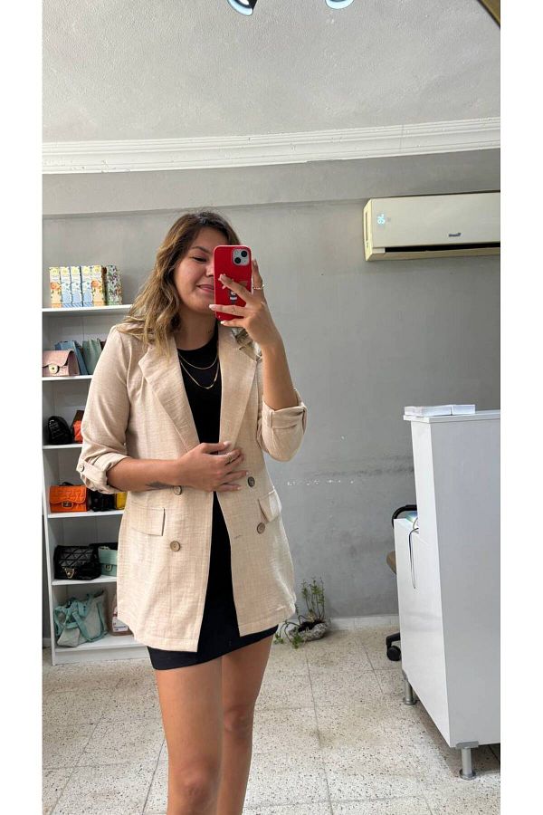 VAYE T CARET Unlined Thin Seasonal Linen Jacket Trendyol