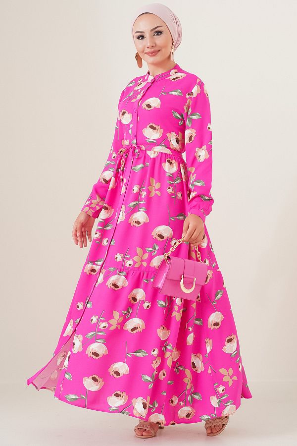 Bigdart-Φόρεμα Hijab 2144 Magnificent Collar - A.fuchsia 1